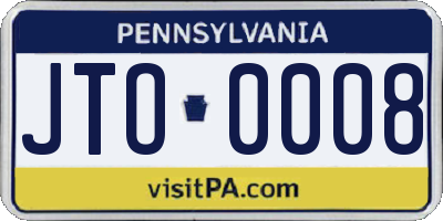 PA license plate JTO0008