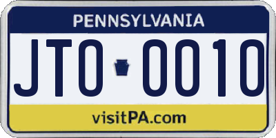 PA license plate JTO0010