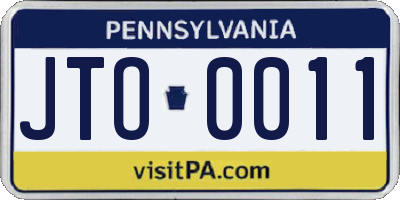 PA license plate JTO0011
