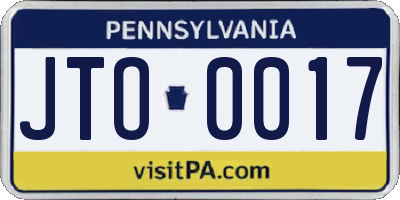 PA license plate JTO0017