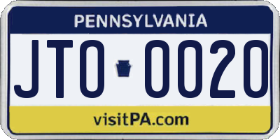 PA license plate JTO0020