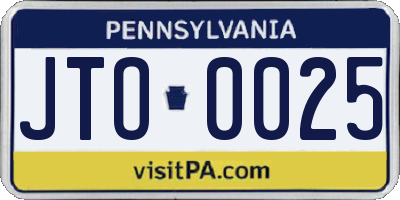PA license plate JTO0025