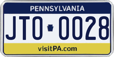 PA license plate JTO0028