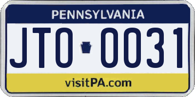 PA license plate JTO0031