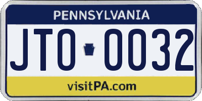 PA license plate JTO0032