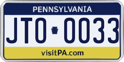 PA license plate JTO0033