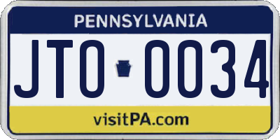 PA license plate JTO0034