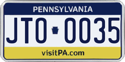 PA license plate JTO0035
