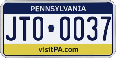 PA license plate JTO0037