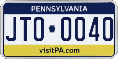 PA license plate JTO0040