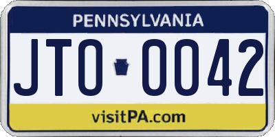 PA license plate JTO0042