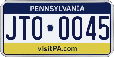 PA license plate JTO0045