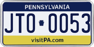 PA license plate JTO0053