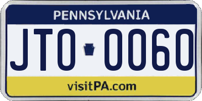 PA license plate JTO0060