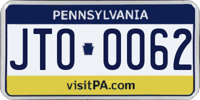 PA license plate JTO0062
