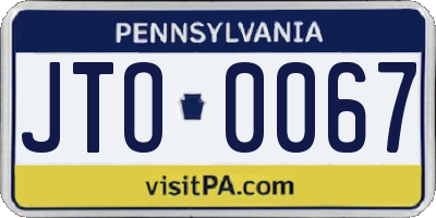 PA license plate JTO0067