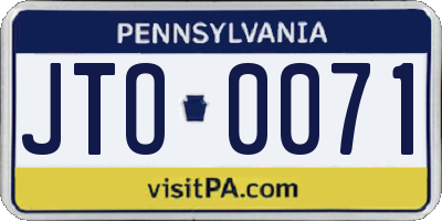 PA license plate JTO0071