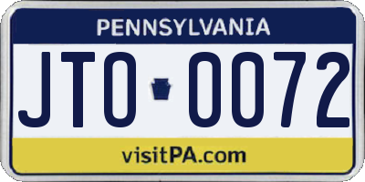 PA license plate JTO0072