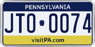 PA license plate JTO0074