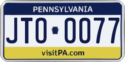 PA license plate JTO0077