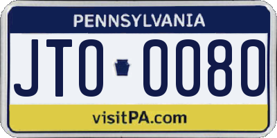 PA license plate JTO0080