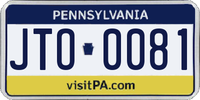 PA license plate JTO0081
