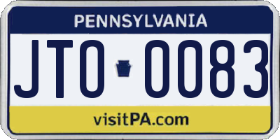 PA license plate JTO0083