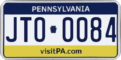 PA license plate JTO0084