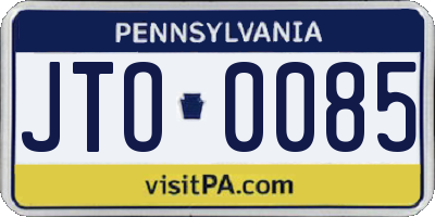 PA license plate JTO0085
