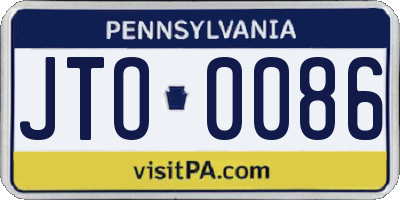 PA license plate JTO0086