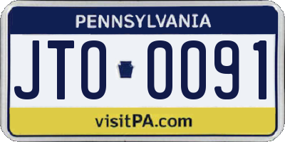 PA license plate JTO0091