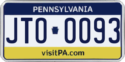 PA license plate JTO0093