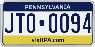 PA license plate JTO0094