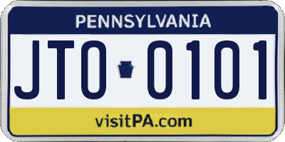 PA license plate JTO0101