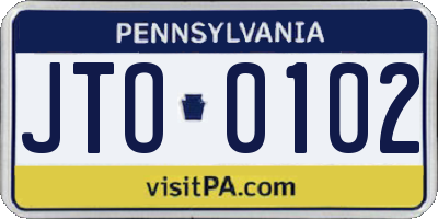PA license plate JTO0102