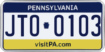 PA license plate JTO0103