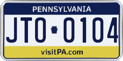 PA license plate JTO0104