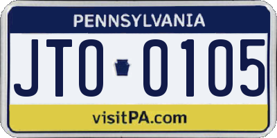 PA license plate JTO0105