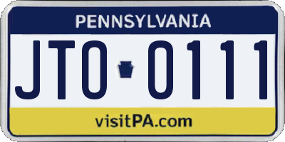 PA license plate JTO0111