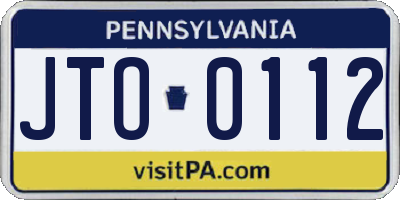 PA license plate JTO0112