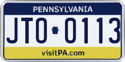 PA license plate JTO0113