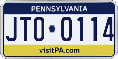 PA license plate JTO0114
