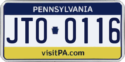 PA license plate JTO0116