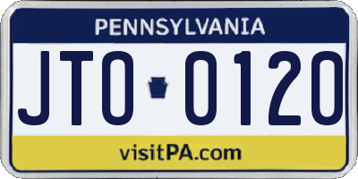 PA license plate JTO0120