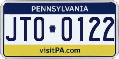 PA license plate JTO0122