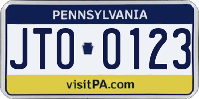 PA license plate JTO0123