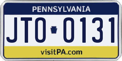 PA license plate JTO0131