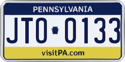 PA license plate JTO0133