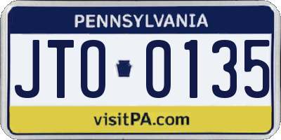 PA license plate JTO0135