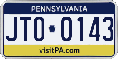PA license plate JTO0143